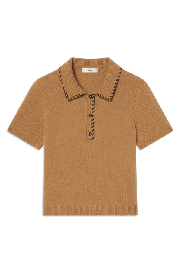 フレーム レディース アウター パーカー・スウェット ウール セーター レザー FRAME Leather Whipstitch Wool & Cashmere Sweater Camel キャメル