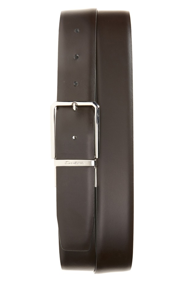 サントーニ メンズ アクセサリー ベルト レザー Santoni Polished Leather Belt Black ブラック｜ReVida 店