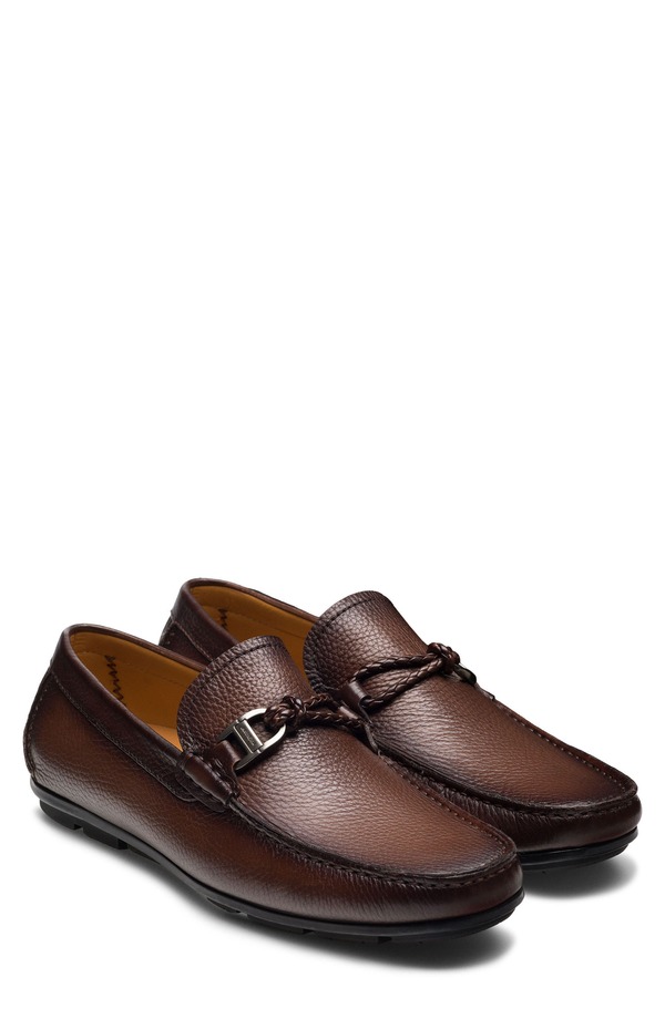 マグナーニ メンズ シューズ 置き目毛皮 Magnanni Monterey Braid Bit Loafer Brown Tumbled 赤銅色