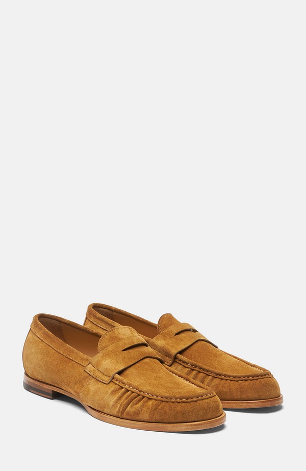 スカロッソ メンズ シューズ 置き目毛皮 SCAROSSO Fred Loafers Tan - Suede タン