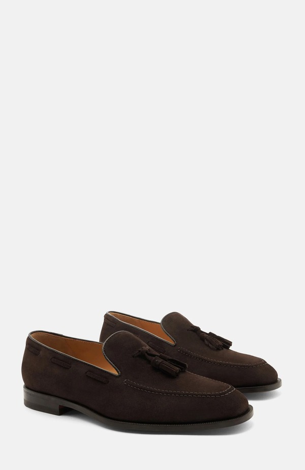 スカロッソ メンズ シューズ 置き目毛革 SCAROSSO Duccio Loafers Dark Brown Suede 赤銅色
