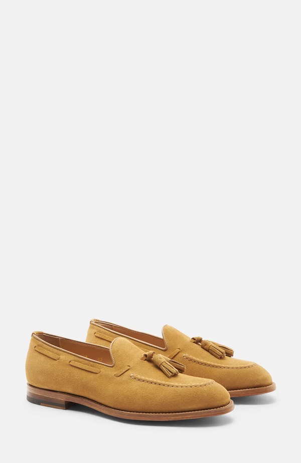 スカロッソ メンズ シューズ 置き目毛皮 SCAROSSO William Loafers Beige - Suede ベージュ