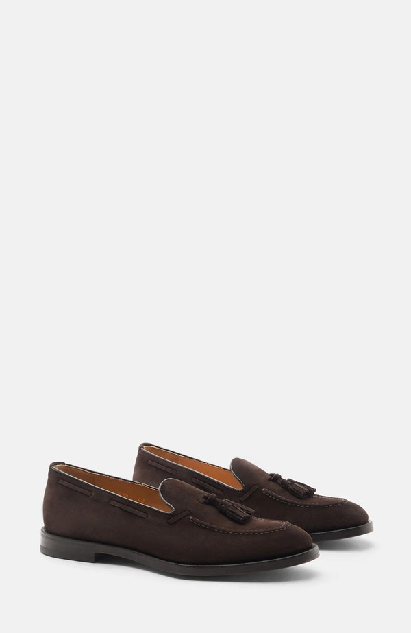スカロッソ メンズ シューズ 置き目毛皮 SCAROSSO William Loafers Brown - Suede 赤銅色
