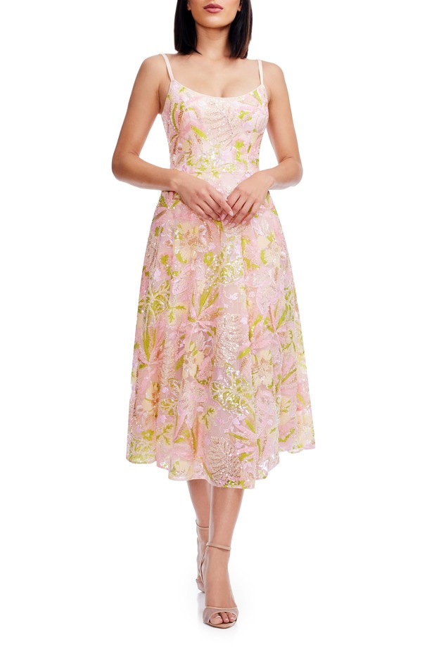 ドレスザポプレーション レディース トップス ワンピース フラワー柄 スパンコール フラワー Dress the Population Uma Sequin Floral Cocktail Dressoft Pink Multi ピンク