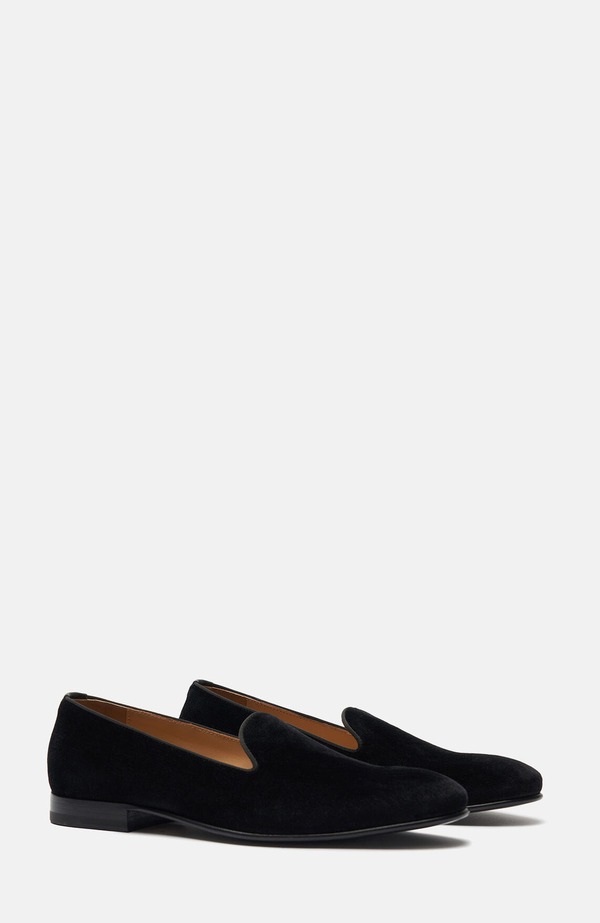 スカロッソ メンズ シューズ スリッポン・ローファー SCAROSSO Tommy Slippers Black - Velvet 黒いこと