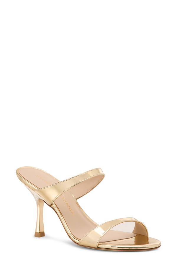 スチュアート ワイツマン レディース シューズ 踵 サンダル トール Stuart Weitzmanudist Metallic Slide Sandal Platino メタリック