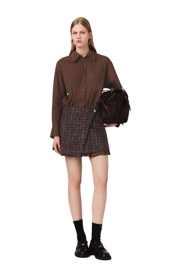 マージュ レディース トップス ワンピース ミニ maje 2-in-1 mini dress Brown ブラウン