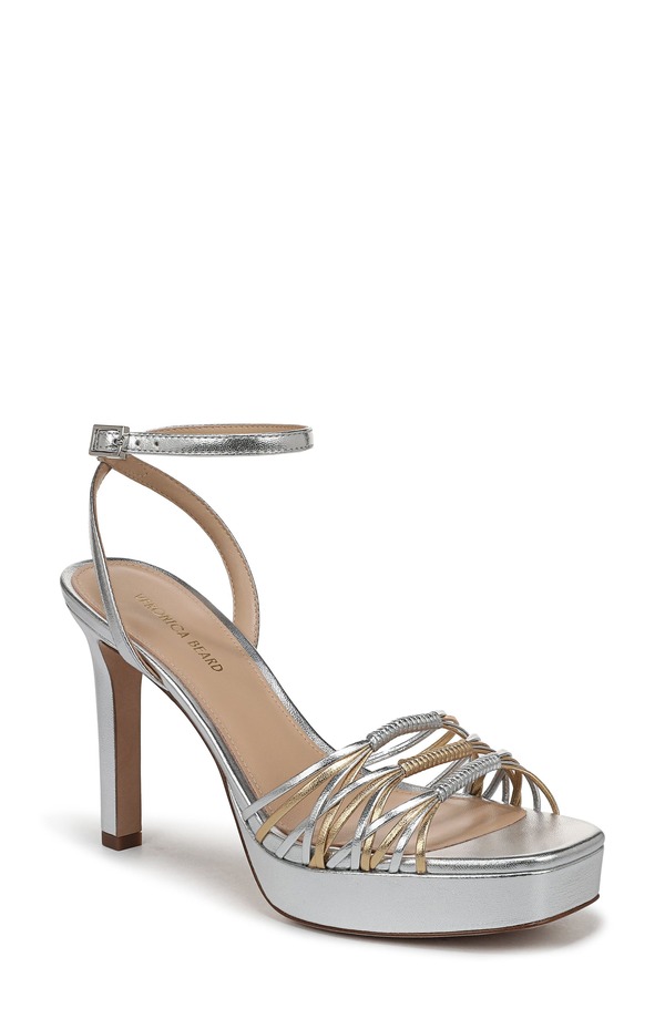 ヴェロニカ ベアード レディース シューズ 踵 プラットホーム サンダル アンクル Veronica Beard Beverlee Ankle Straplatform Sandal Silver/ Pale Gold ゴールド