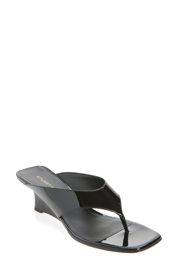 スチュアート ワイツマン レディース シューズ 踵 サンダル Stuart Weitzman Vinnie 50 Wedge Thong Sandal Black 黒いこと