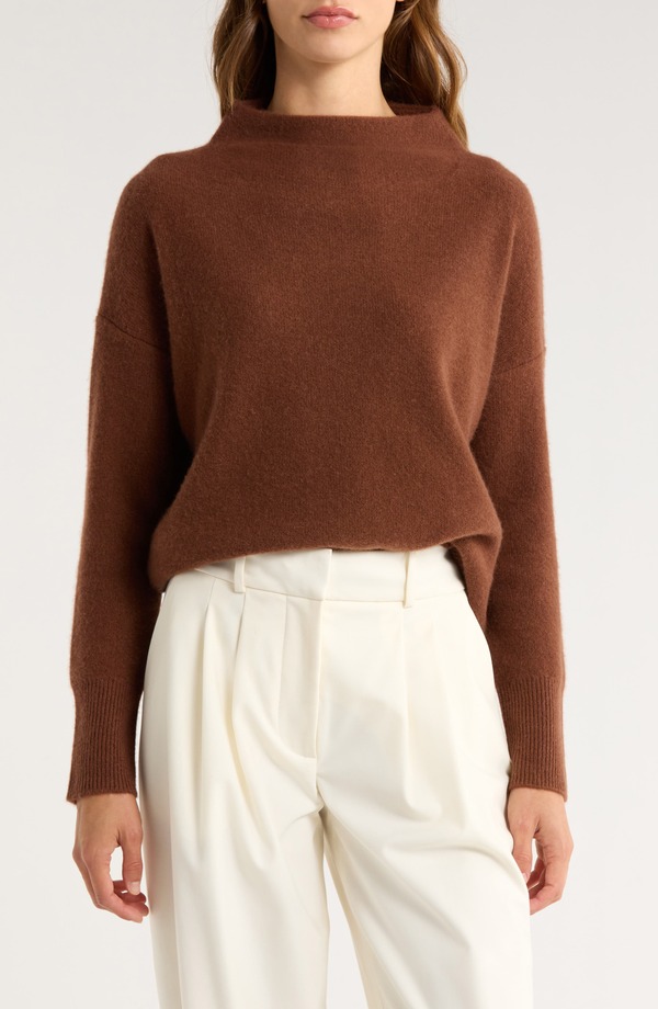 ヴィンス レディース アウター パーカー・スウェット スタンドネック Vince Boiled Cashmere Funnel Neck Pullover Cacao
