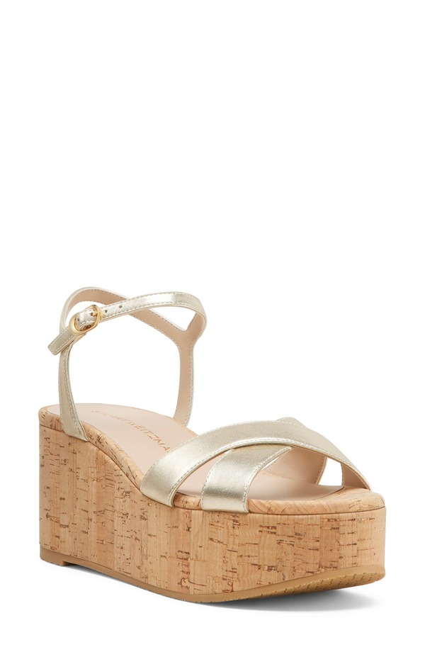 スチュアート ワイツマン レディース シューズ 踵 プラットホーム サンダル アンクル Stuart Weitzman Daynankle Straplatform Wedge Sandalight Gold ゴールド