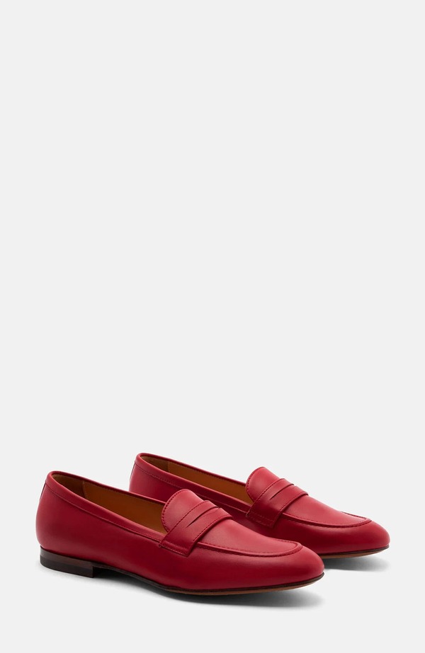 スカロッソ レディース シューズ スリッポン・ローファー SCAROSSO Valeria Loafers Red - Calf 赤いこと