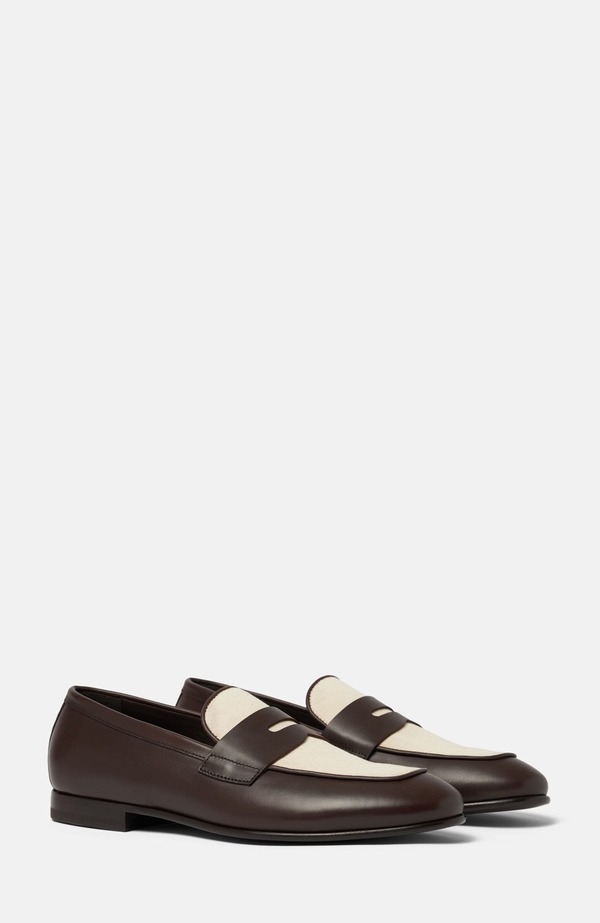 スカロッソ メンズ シューズ スリッポン・ローファー SCAROSSO Gregory Loafers Brown - Calf 赤銅色