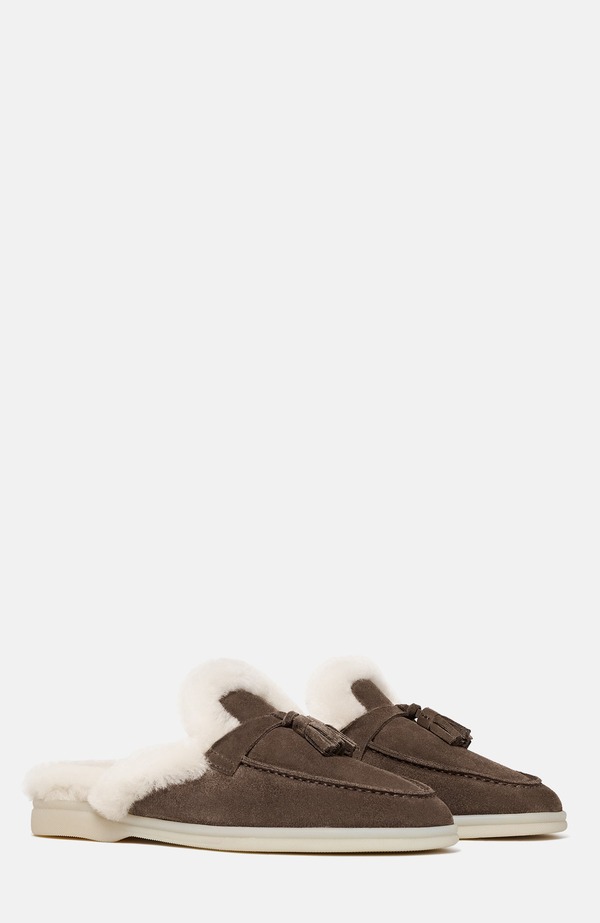 スカロッソ レディース シューズ パンプス SCAROSSO Lucrezia Mules Deep Taupe - Suede Fur トープ