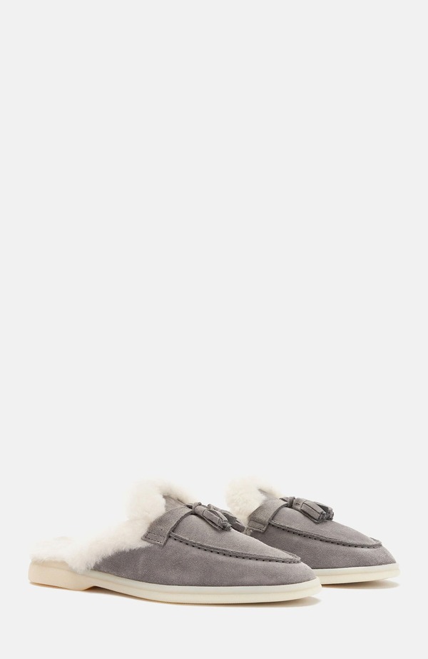 スカロッソ レディース シューズ パンプス SCAROSSO Lucrezia Mules Grey - Suede Fur 薄墨色