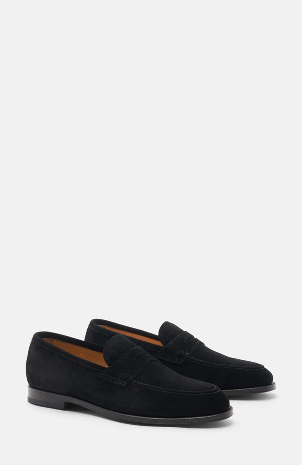 スカロッソ メンズ シューズ 置き目毛革 SCAROSSO Stefano Loafers Black - Suede 黒いこと