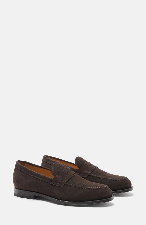 スカロッソ メンズ シューズ 置き目毛革 SCAROSSO Stefano Loafers Dark Brown - Suede 赤銅色