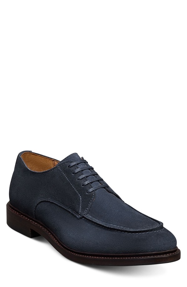 ウディアレン エドモンズ メンズ シューズ スエードクロス 力くらべ Allen Edmonds Rivington Suede Moc Toe Derby Navy Suede 米国海軍