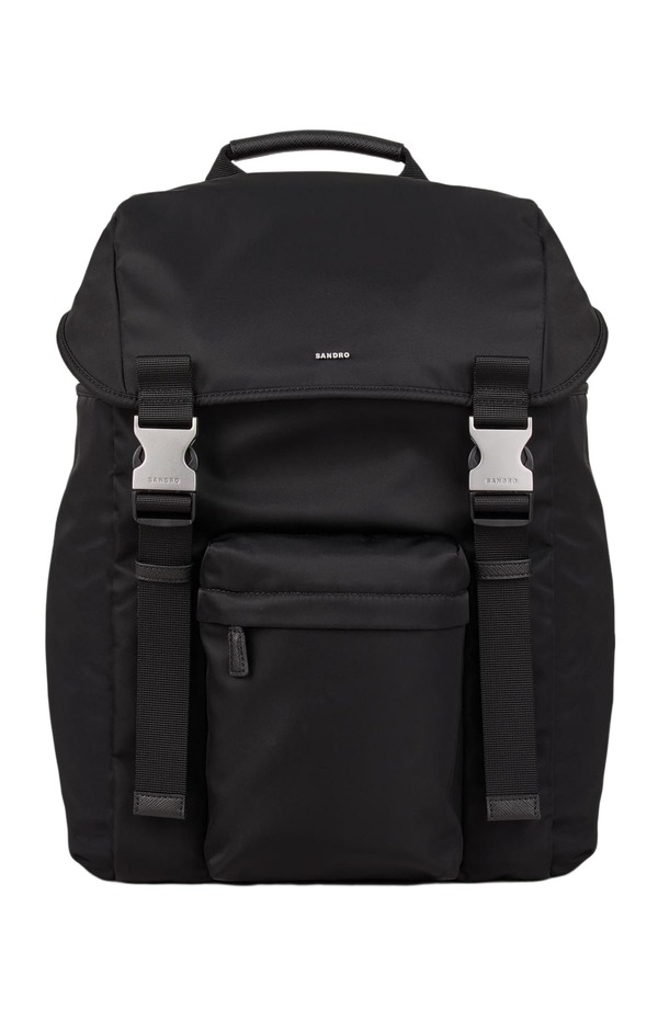砂子ロ メンズ 御徒面子 うしろ側容器に並べる・背嚢 なめし革 SANDRO Recycled leather backpack Black 黒いこと