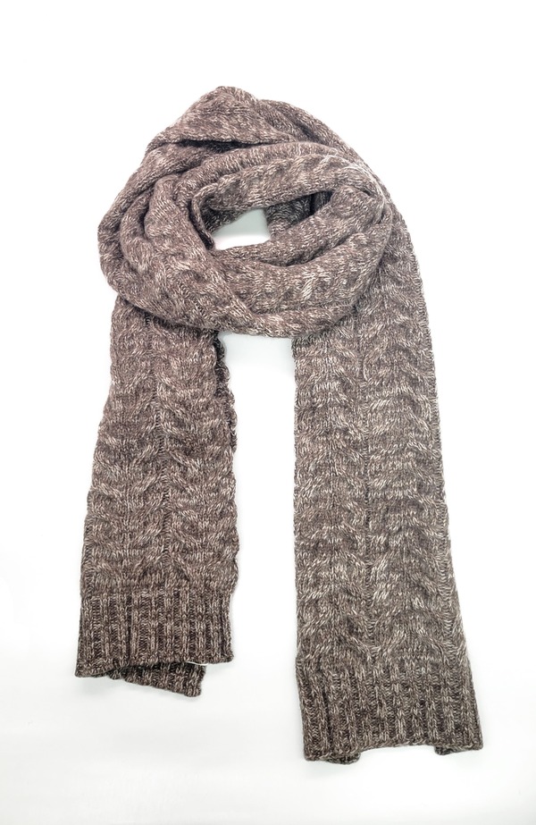 ポルトラーノ メンズ アクセサリー マフラー・ストール・スカーフ Portolano Chunky cable cashmere scarf in melange color Brown/Ivory アイボリー|ReVida 店