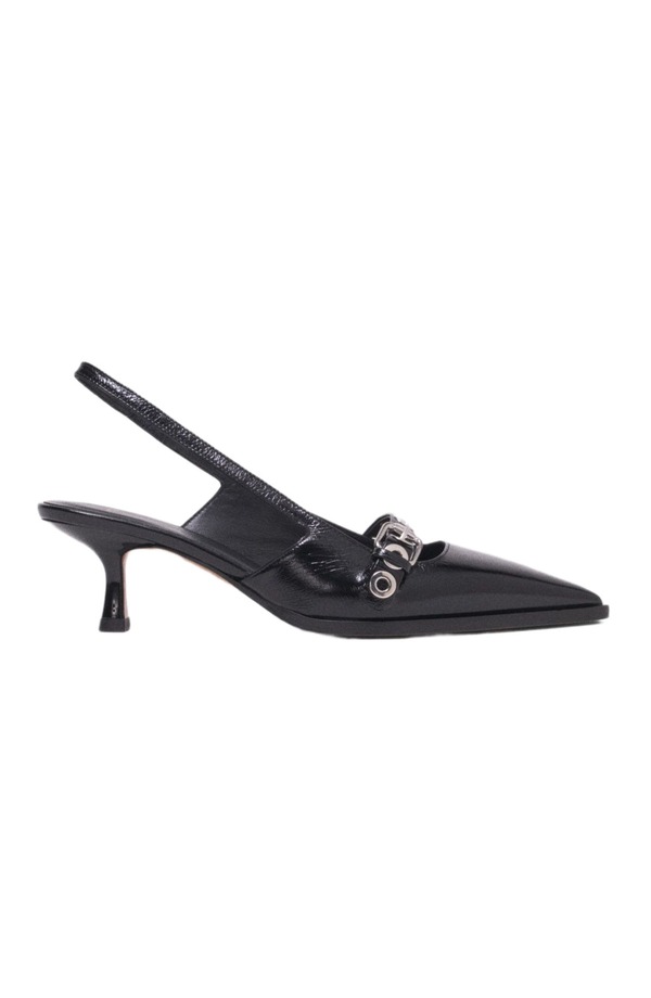 マージュ レディース シューズ パンプス なめし革 maje Leather pumps with eyelet strap Black 黒いこと