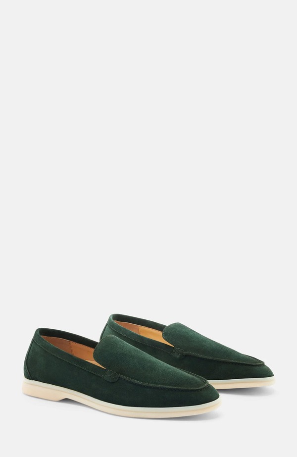 スカロッソ メンズ シューズ 置き目毛皮 SCAROSSO Ludovico Loafers Green - Suede 緑であること