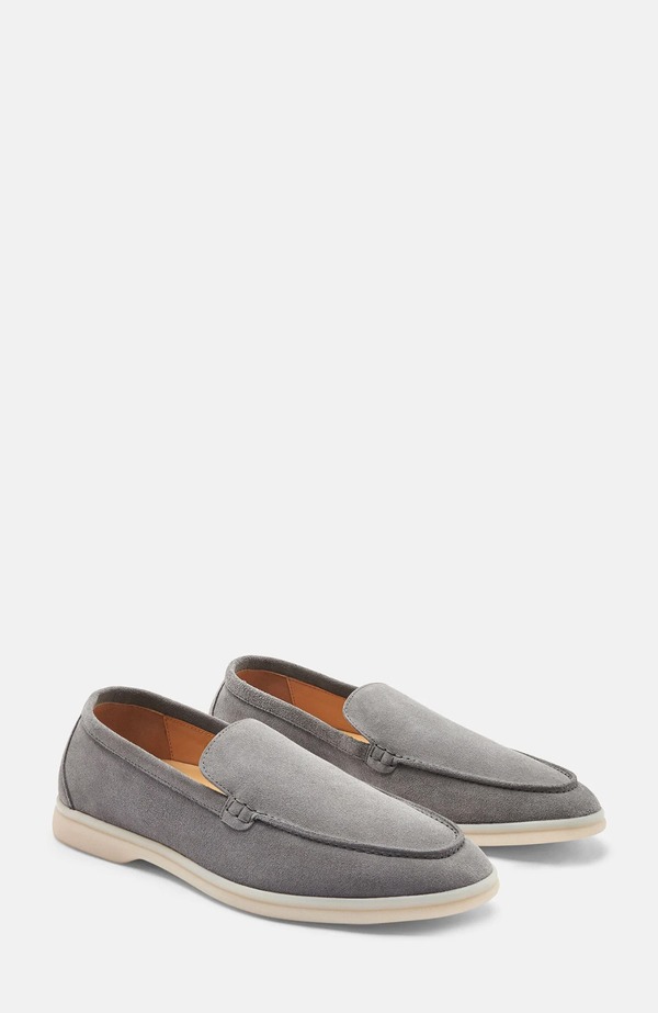 スカロッソ メンズ シューズ 置き目毛皮 SCAROSSO Ludovico Loafers Grey - Suede 薄墨色
