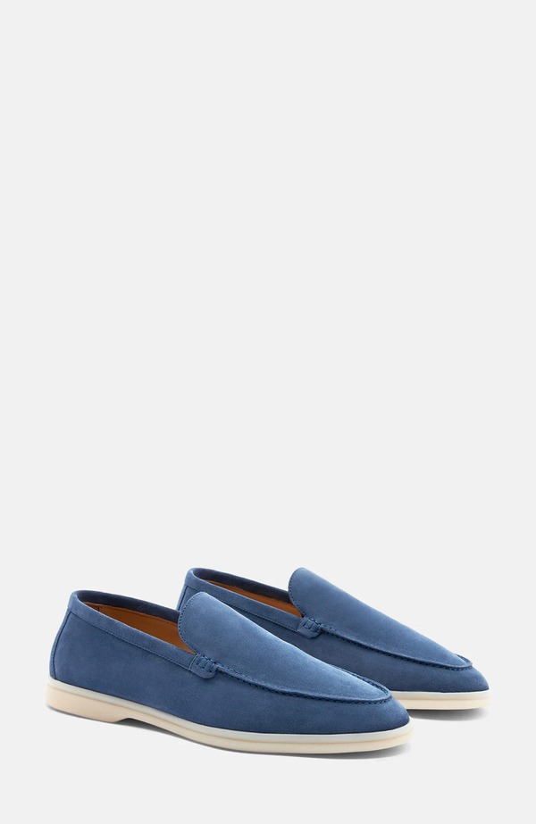 スカロッソ メンズ シューズ 置き目毛革 SCAROSSO Ludovico Loafersteel Blue - Suede 青碧