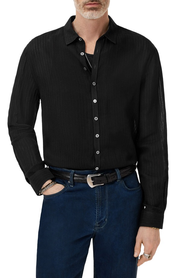 ジョンバルベイトス メンズ トップス シャツ John Varvatos Bucks Button-Up Shirt Black ブラック|ReVida 店