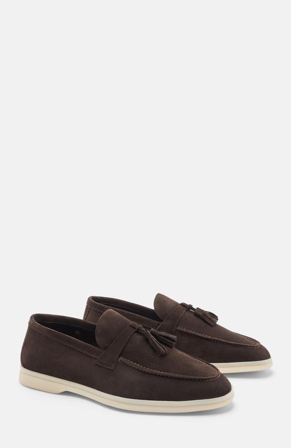 スカロッソ メンズ シューズ ローファー SCAROSSO Leandro Loafers Dark Brown - Suede ブラウン｜ReVida 店