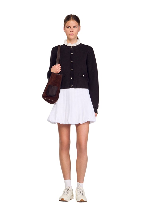サンドロ レディース アウター パーカー・スウェット フリル カーディガン SANDRO Cardigan with detachable ruffle collar Brown ブラウン 64,790円