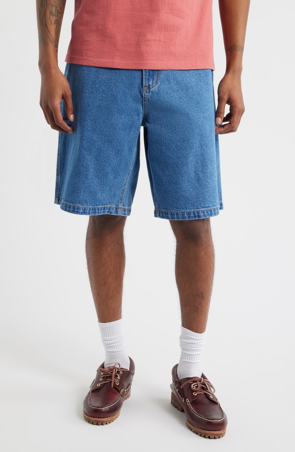 オベイ メンズ ボトムス デニムパンツ ショートパンツ Obey Bigwig Denim Carpenter Shorts Light Indigo Classic インディゴ