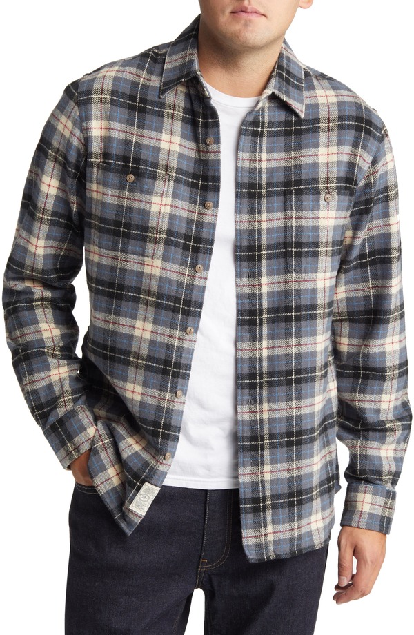 ショット ニューヨーク メンズ トップス シャツ Schott NYC Two-Pocket Long Sleeve Flannel Button-Up Shirt Grey グレー