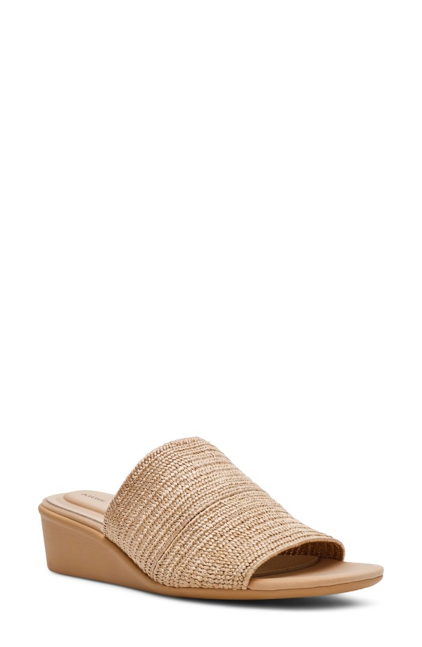 アンクライン レディース シューズ ヒール サンダル Anne Klein Wishful Wedge Slide Sandal Natural Raffia