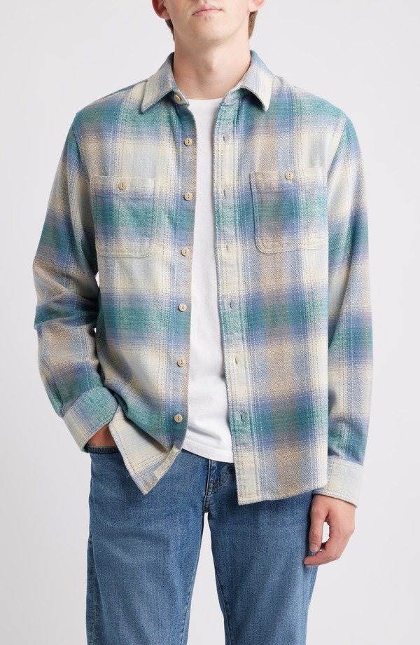 ショット ニューヨーク メンズ トップス シャツ Schott NYC Plaid Flannel Button-Up Work Shirt Ocean チェック 19,965円