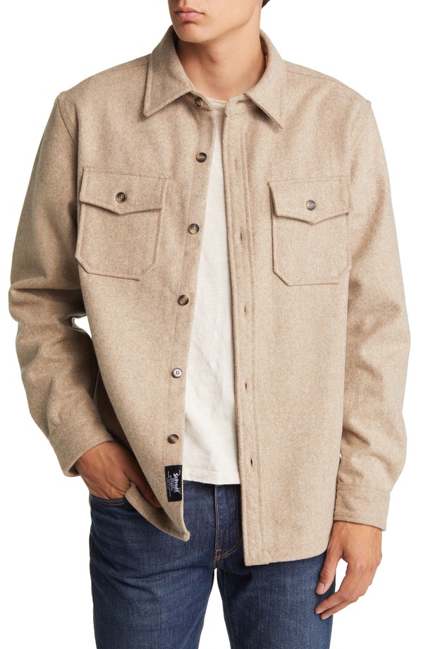 ショット ニューヨーク メンズ トップス シャツ ウール Schott NYCPO Wool Blend Work Shirtaupe トープ