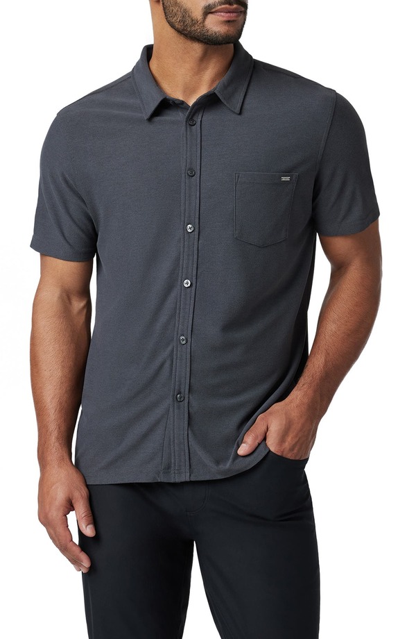 ビュオーリ メンズ トップス シャツ Vuori Ace Solid Short Sleeve Button-Up Shirt Charcoal チャコール
