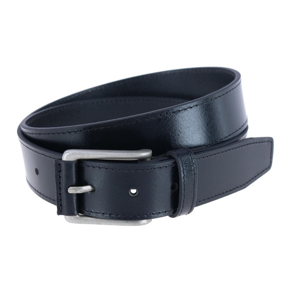 トラファルガー メンズ 付属品 胴締め なめし革 Trafalgar Wyatt 35粍 Genuine Leather Casual Jean Belt Black 黒いこと