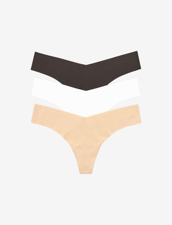 コマンドー レディース アンダーウェア パンツ Commando Classic Solid Thong 3-Pack White/Beige/Black ホワイト