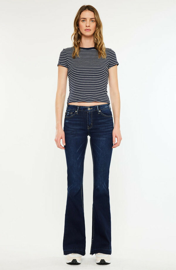 カンクン レディース ボトムス デニムパンツ ジーンズ KanCan Heidi Mid Rise Flare Jeans Dark Wash 18,536円