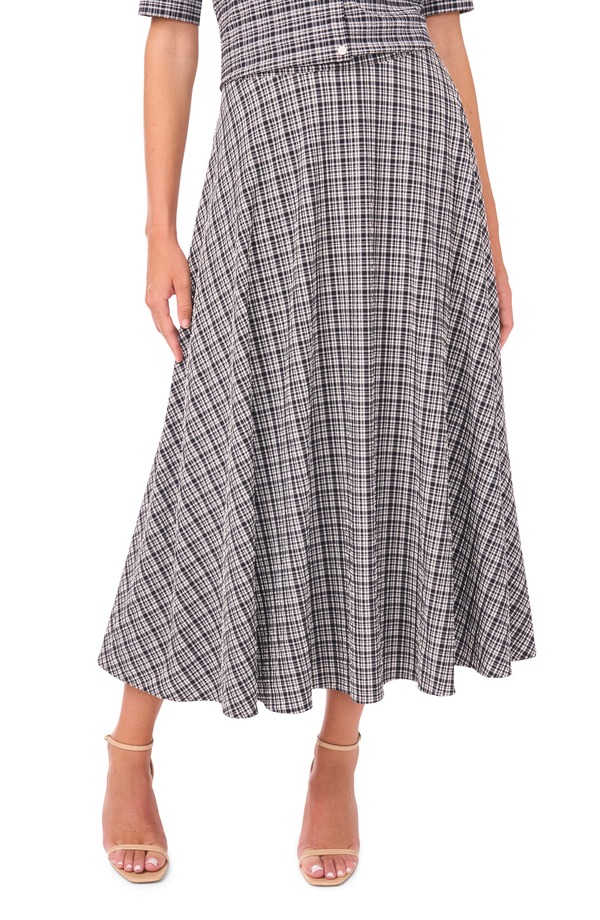 ヴィンスカムート レディース ボトムスカート マキシ Vince Camuto Plaid Full Maxi Skirt Rich Black ブラック