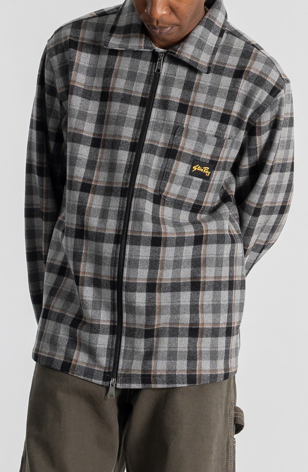 スタンレイ メンズ トップス シャツ STAN RAY Plaid Zip Shirt Charcoal Plaid チャコール