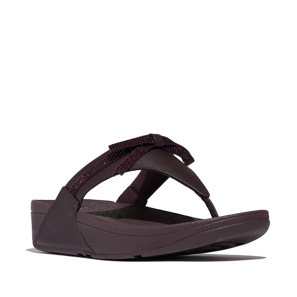 フィットフロップ レディース シューズ ヒール サンダル レザー FitFlop Lulu Glitz Bow Leather Toe Post Sandals Plumberry