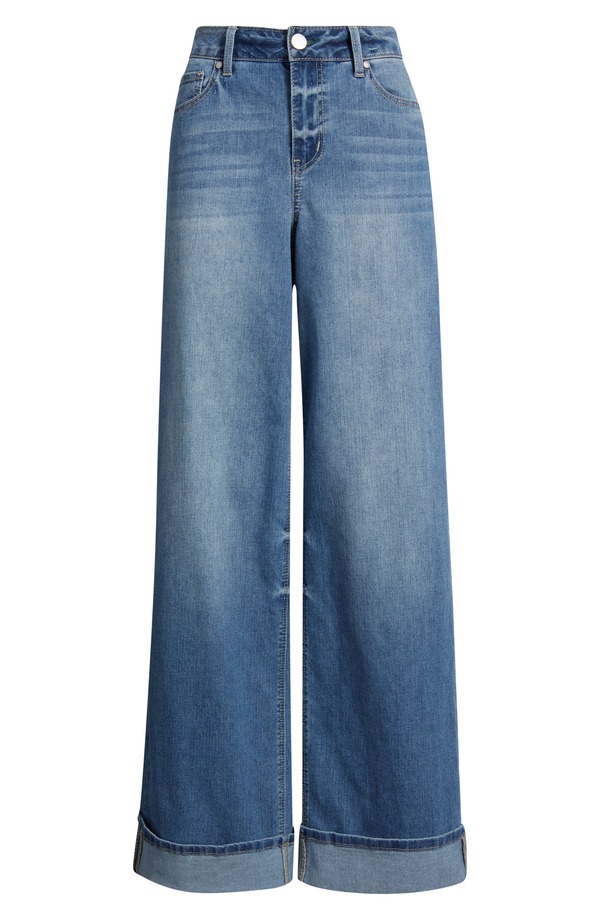 1822 デニム レディース ボトムス デニムパンツ ワイドレッグ ハイウエスト ジーンズ 1822 Denim High Waist Cuff Slim Wide Leg Jeans Kinsley｜ReVida 店