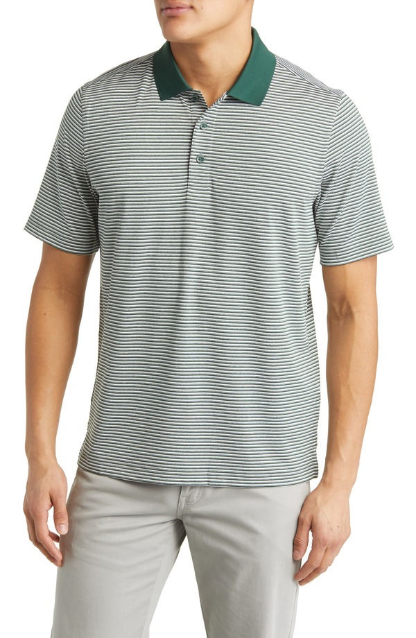 カッターアンドバック メンズ トップス ポロシャツ Cutter & Buck Forge DryTec Striperformance Polo Hunter ストライプ