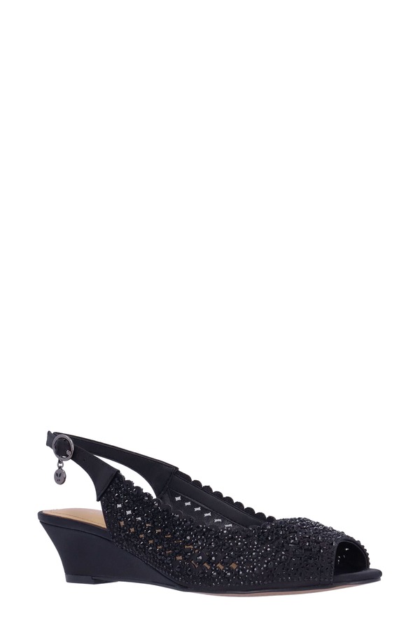 ジェイレニー レディース シューズ ヒール サンダル J. Rene Malorie Slingback Wedge Sandal Black ブラック|ReVida 店