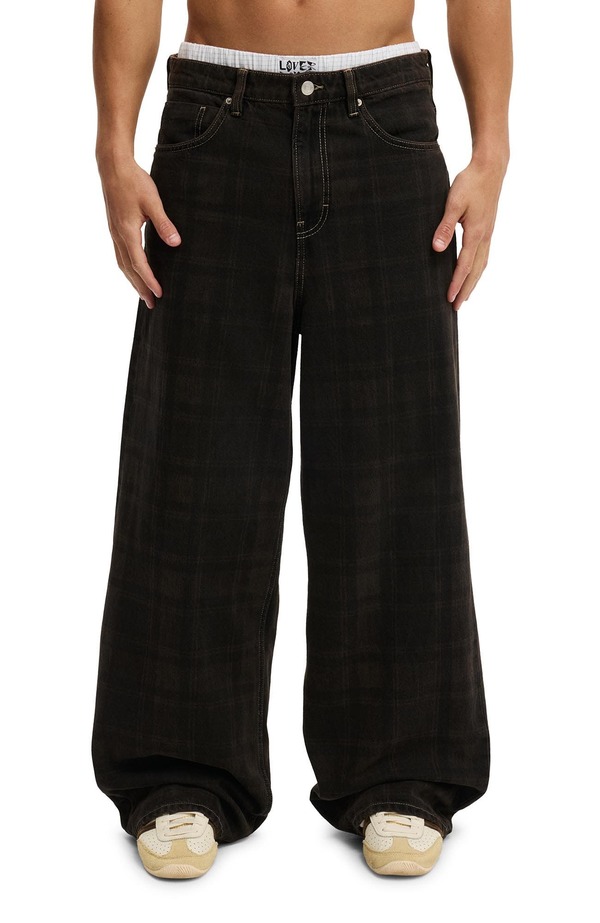 コットンオン メンズ ボトムス ジーンズズボン下 Cotton Men\u0027super Baggy Jean Deceiver Overdye Check 照合のしるし メンズファッション-ズボン・パンツ