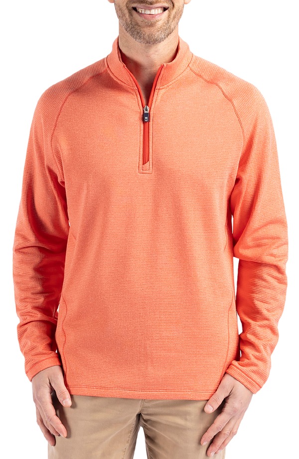 裁断師アンドうしろ側 メンズ アウター パーカー・スウェット ハーフジップ フリース Cutter \u0026 Buck Peshastin Fleece Half Zipullover College Orange Heather ギョリュウモドキ