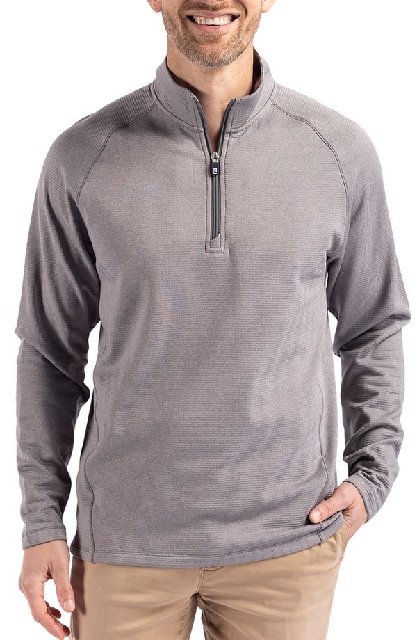 裁断師アンドうしろ側 メンズ アウター パーカー・スウェット ハーフジップ フリース Cutter \u0026 Buck Peshastin Fleece Half Zipullover Elemental Grey Heather 薄墨色