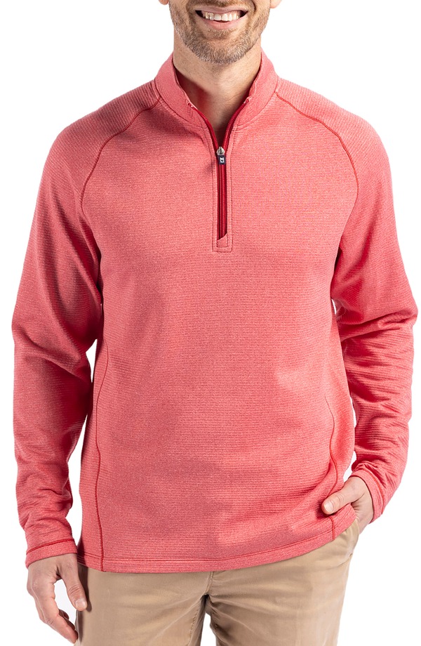裁断師アンドうしろ側 メンズ アウター パーカー・スウェット ハーフジップ フリース Cutter \u0026 Buck Peshastin Fleece Half Zipullovered Heather ギョリュウモドキ